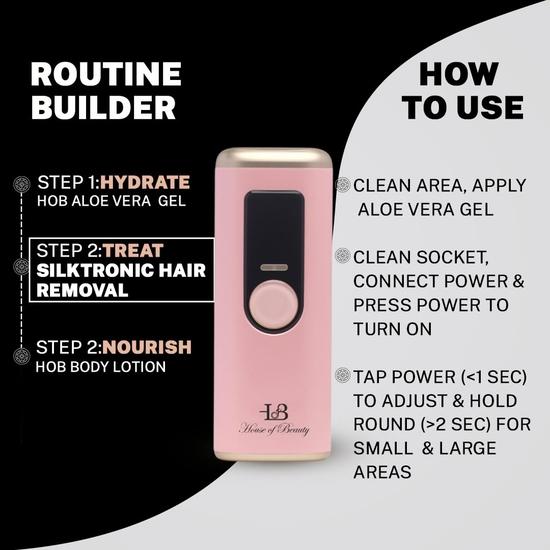 HOUSE OF BEAUTY Silktronic Pro Haarentfernungsset mit IPL-Laser-Haarentfernungstechnologie für Gesicht, Achseln, Arme, Beine, Bauch, Rücken, Intimbereich