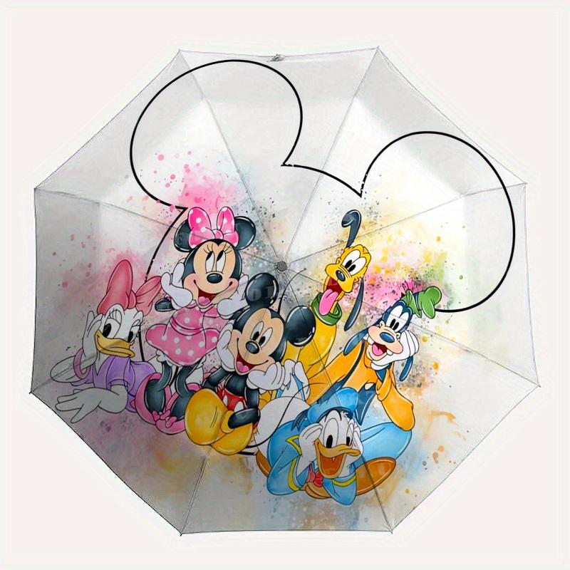 Mickey Mouse,Watercolor Art Automatic Umbrella Tri fold Portable Umbrella, Best Holiday Gift for Men and Women, Durable Iron Frame, Playfu