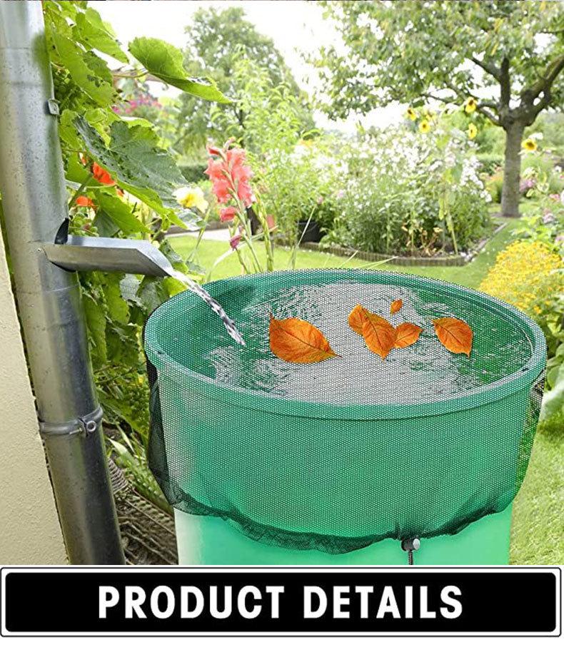 Garden Patio Rain Barrel Mesh Cover - Black Insect & Leaf Protection
