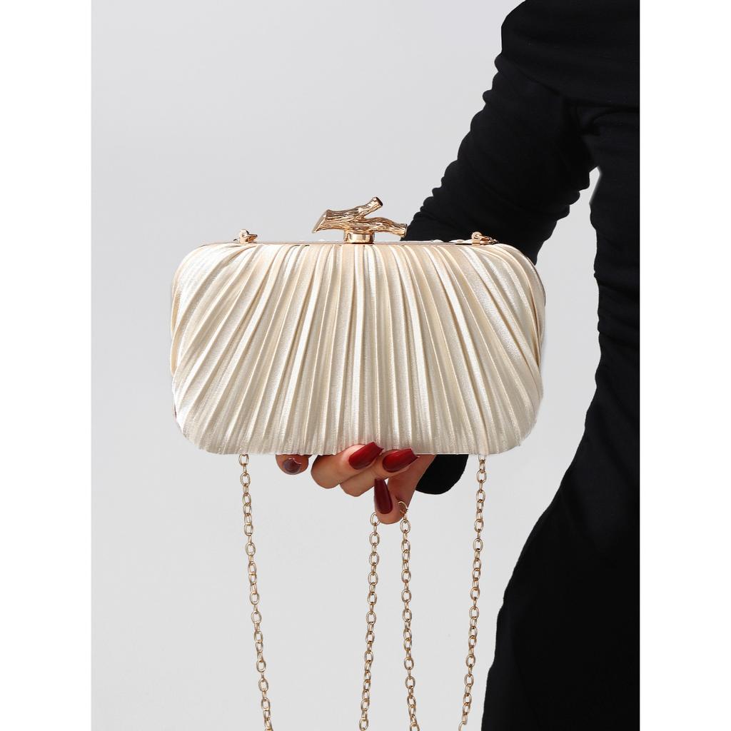 Popular Pleated Satin Luxury High-end Dinner Women's Bag Tree Branches Pleated Evening Dress Clutch Bag