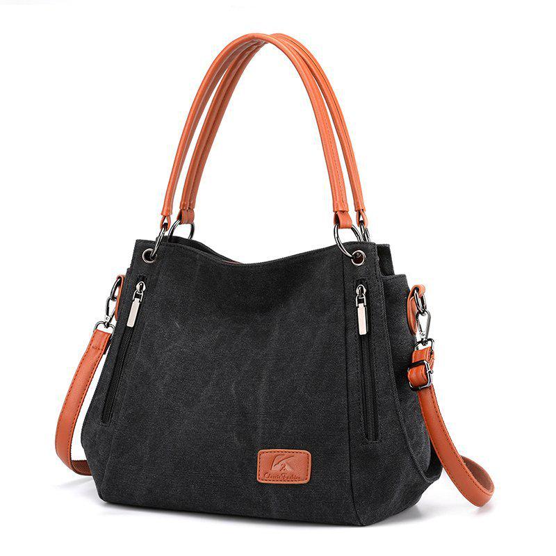 Retro Canvas Women's Crossbody Handbag - Casual Solid Color Shoulder Bag for Students