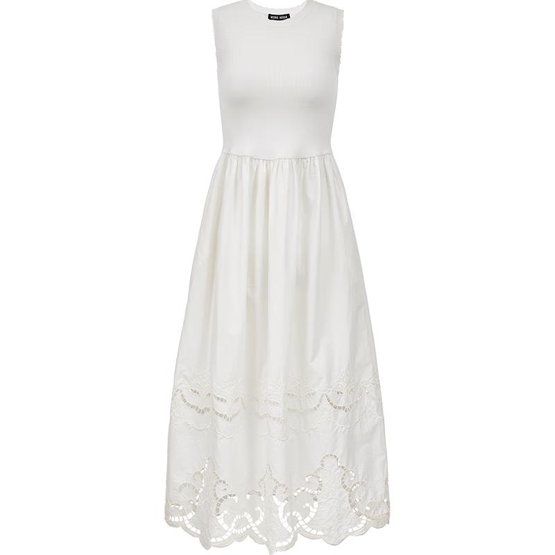 

VEROMODA 2025 Летнее платье миди А-силуэта с цветочным принтом и ажурным кружевом (32527A042) M