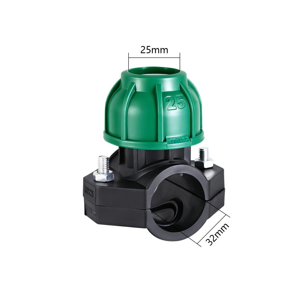 PVC/PP Saddle Clamp 20/25/32/40/50/63/75mm Garden Agricultural Irrigation Pipe PE Quick Connector 3-way Lock Nut Plastic Reducer