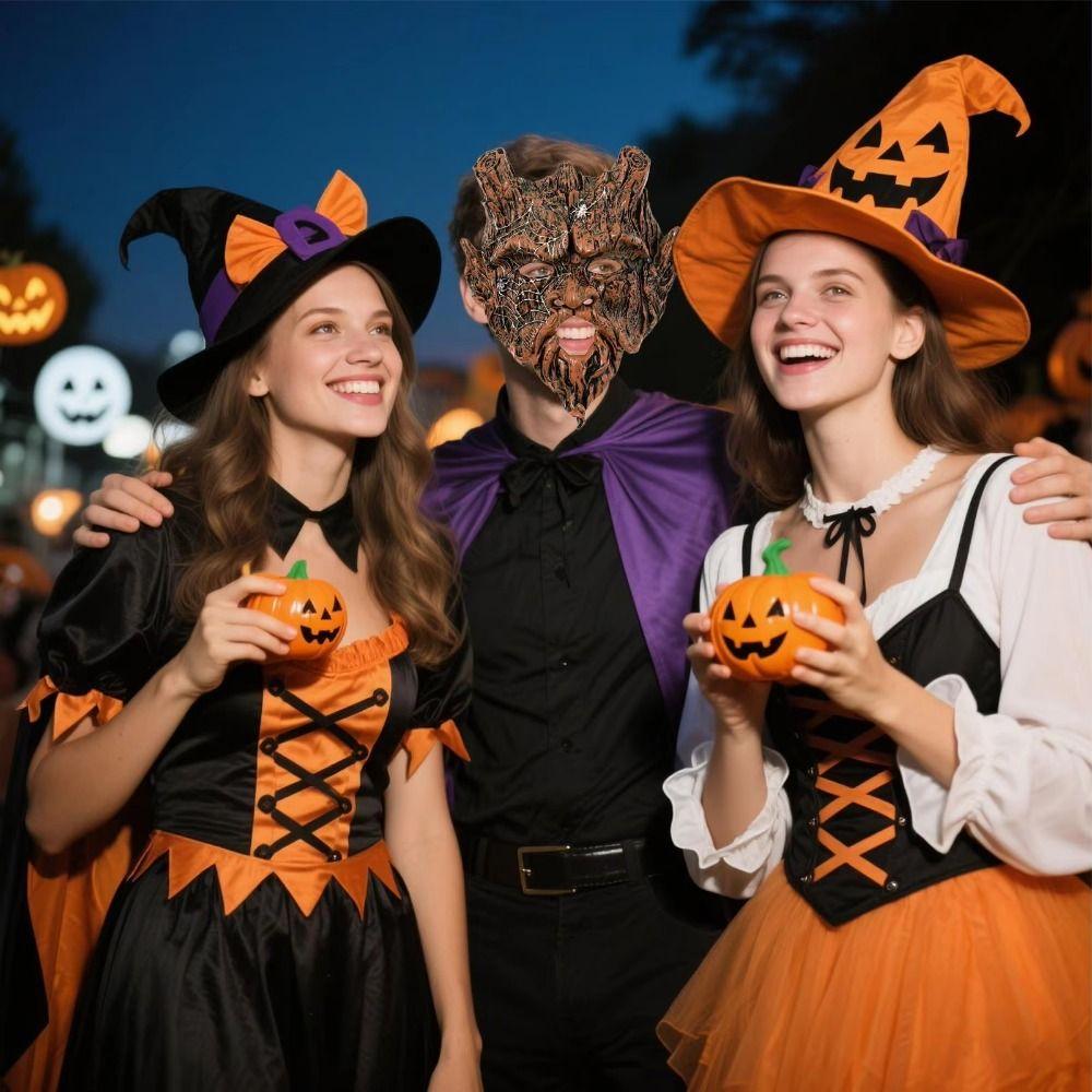 Breathable Halloween Tree Demon Mask Spider Web Pattern Tree Monster Mask Tree Man Mask Carnival