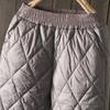 Women Winter Pants High Elastic Waist Thick Padded Solid Color Loose Soft Ankle-banded Casual Pockets Lightweight Lady Down Trousers