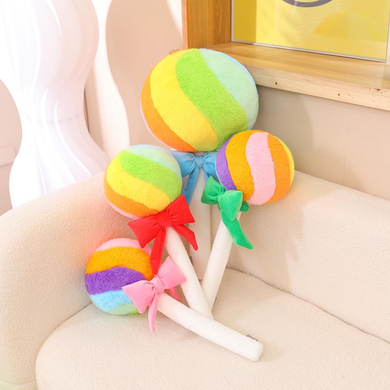 43/58CM Funny Rainbow Lollipop Plush Toys Colorful Candy Plush Pillow Ball Toy Stuffed Soft Birthday Gifts
