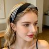 Women Headband Anti-Slip Teeth Plaid Twist Design Soft Fabric Hair Hoop Wide-Brimmed Long Wear Hair Accessory