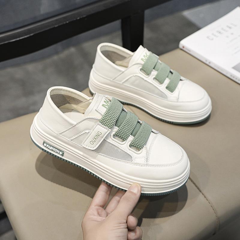 

Летние новые мужские и женские четырехсезонные повседневные сетчатые туфли для скейтбординга, туфли для детей среднего и старшего возраста на платформе, белые туфли для студентов и спортсменов 35 зелёный