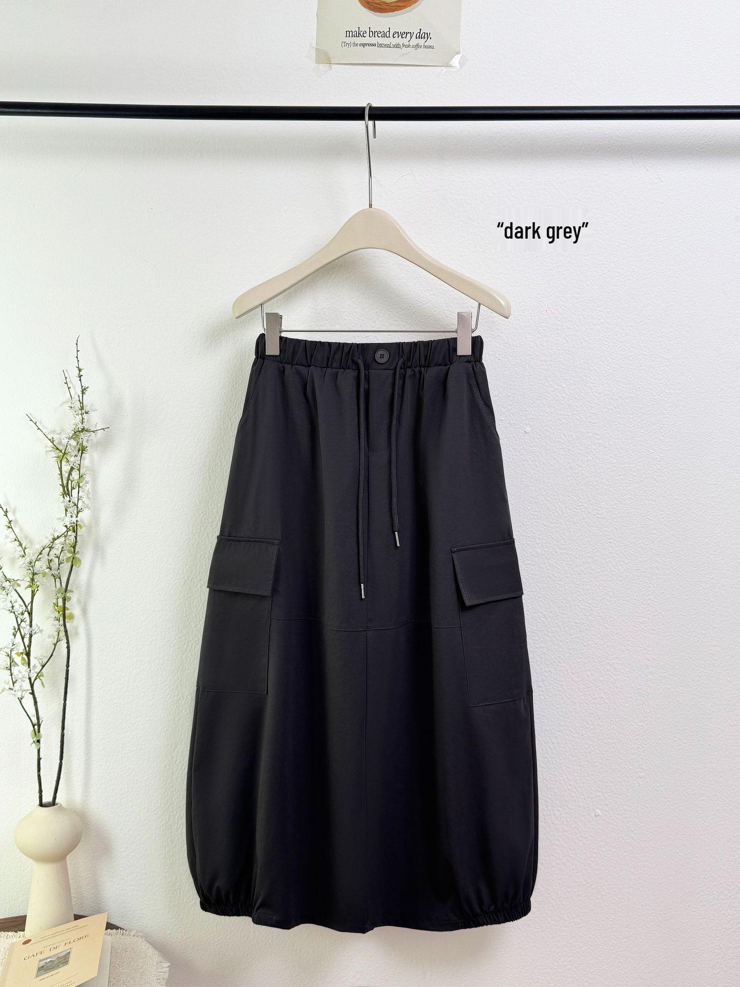 

2026 New Women s High Waist American Grey Retro A-line Skirt – Slimming Mid-length Umbrella Design One Size серый
