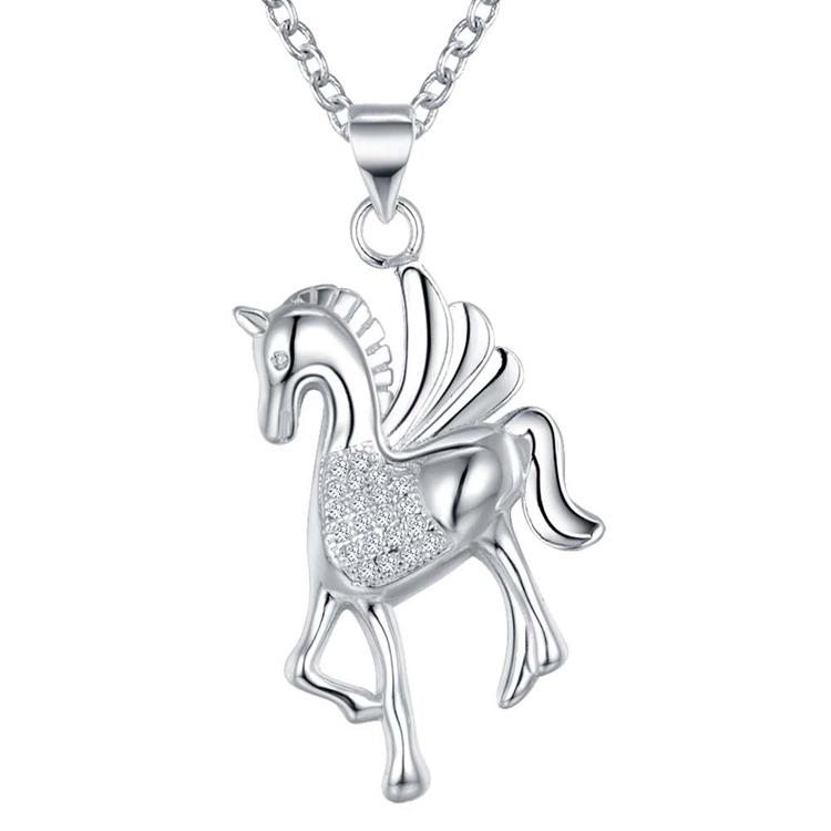 

classic horse High quality 925 silver Fashion jewelry chains necklace pendant WN-765 белый