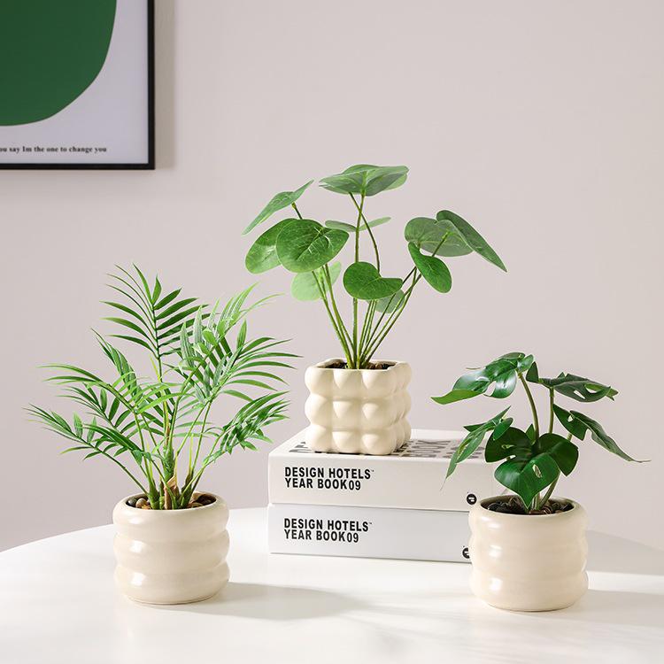 Nordic Small Potted Plant Decor - Indoor Bonsai & Bionic Greenery for Office or Living Room.