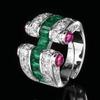 Jewelry Copper Bottom Gold-Plated Simulation Blue Spinel Treasure Red Corundum Ring Retro Wind Row Ring