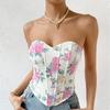 French Chic Sexy Floral Printing Bra Female Camis Diamond Fishbone Spicy Girl Tank Sleeveless Crop Top Women Clothes