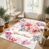 Floral Elegance Theme Soft Crystal Velvet Rug Custom Name & Text Print Non Slip Floor Rug for Bedroom Living Room