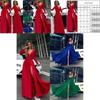 Damen Tiefer V-Ausschnitt Langarm Schlitz Ballkleid Kleid Elegant Brautjungfer Abend Maxi Kleid