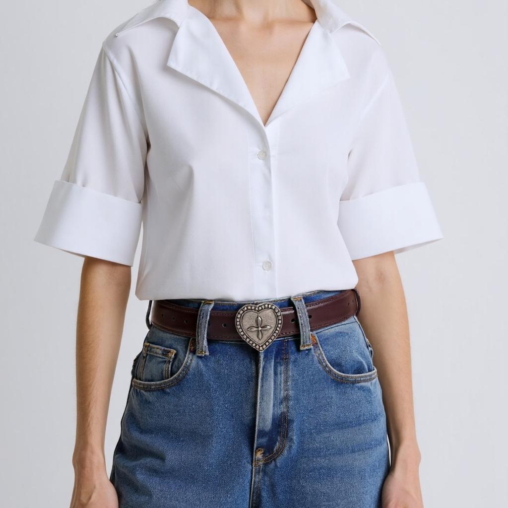 Embossed Buckle PU Waist Belt Adjustable Western Design Snap Waist Strap For Women Jeans Pants Dress Everyday Outfit