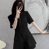 Plus Size Petite Summer Suit Set: Tummy Concealing Short Sleeve Shorts Two-Piece for Women