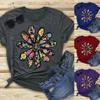Colorful Daisy Petal Print T Shirt Women Short Sleeve O Neck Loose Tshirt Summer Women Tee Shirt Tops