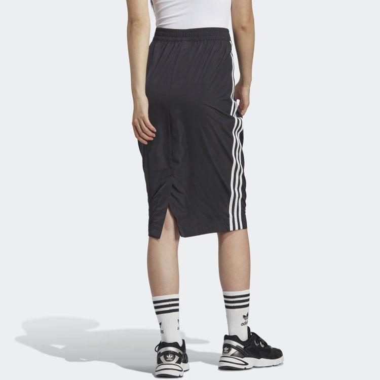 Adidas Originals Trefoil Striped Logo Embroidered Midi Skirt Women Bottoms Black HM2156