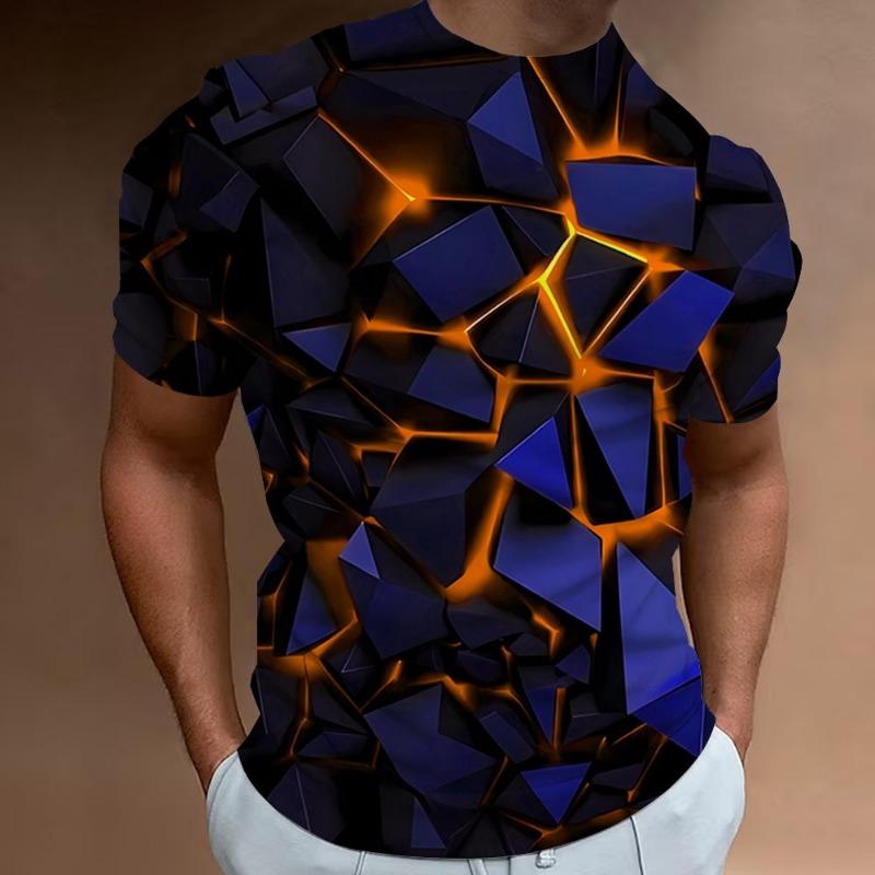 3d Rock Printed Men's Clothing Fashion T-Shirts For Men Street Designer Short Sleeved Oversized Top Tees Daily Casual Sportswear