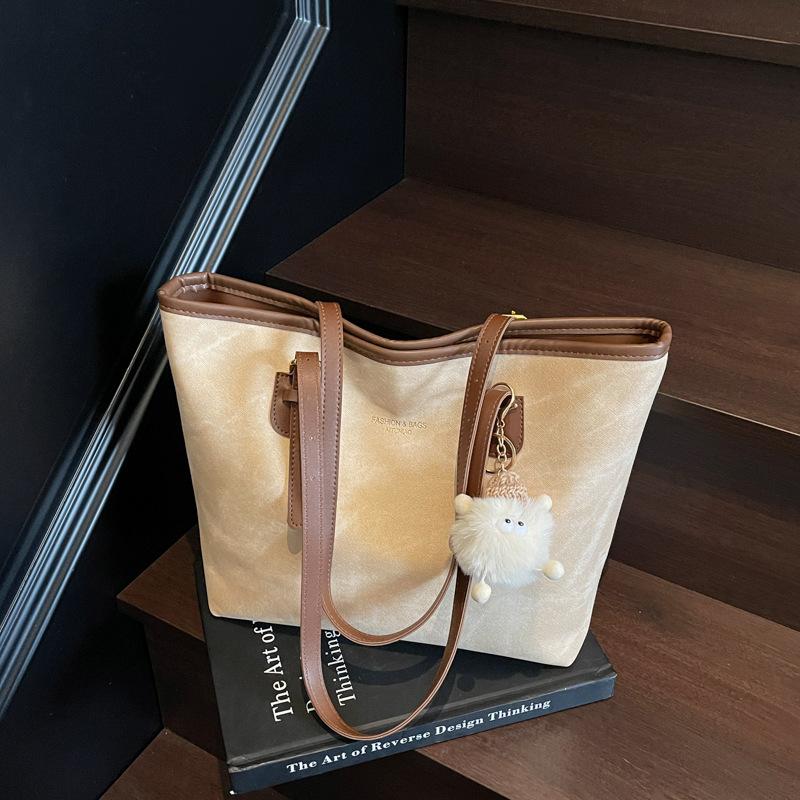Large capacity tote bag women's 2025 new trendy fashion retro multi-compartment shoulder bag high-end sense work commuter bag