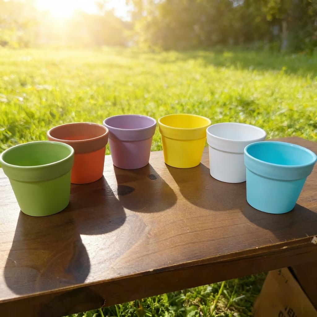 6pcs Colorful Thickened Plastic Flower Pots Sturdy Succulents, Pothos Pots For Succulents Pothos Green Plants Gardening Decor