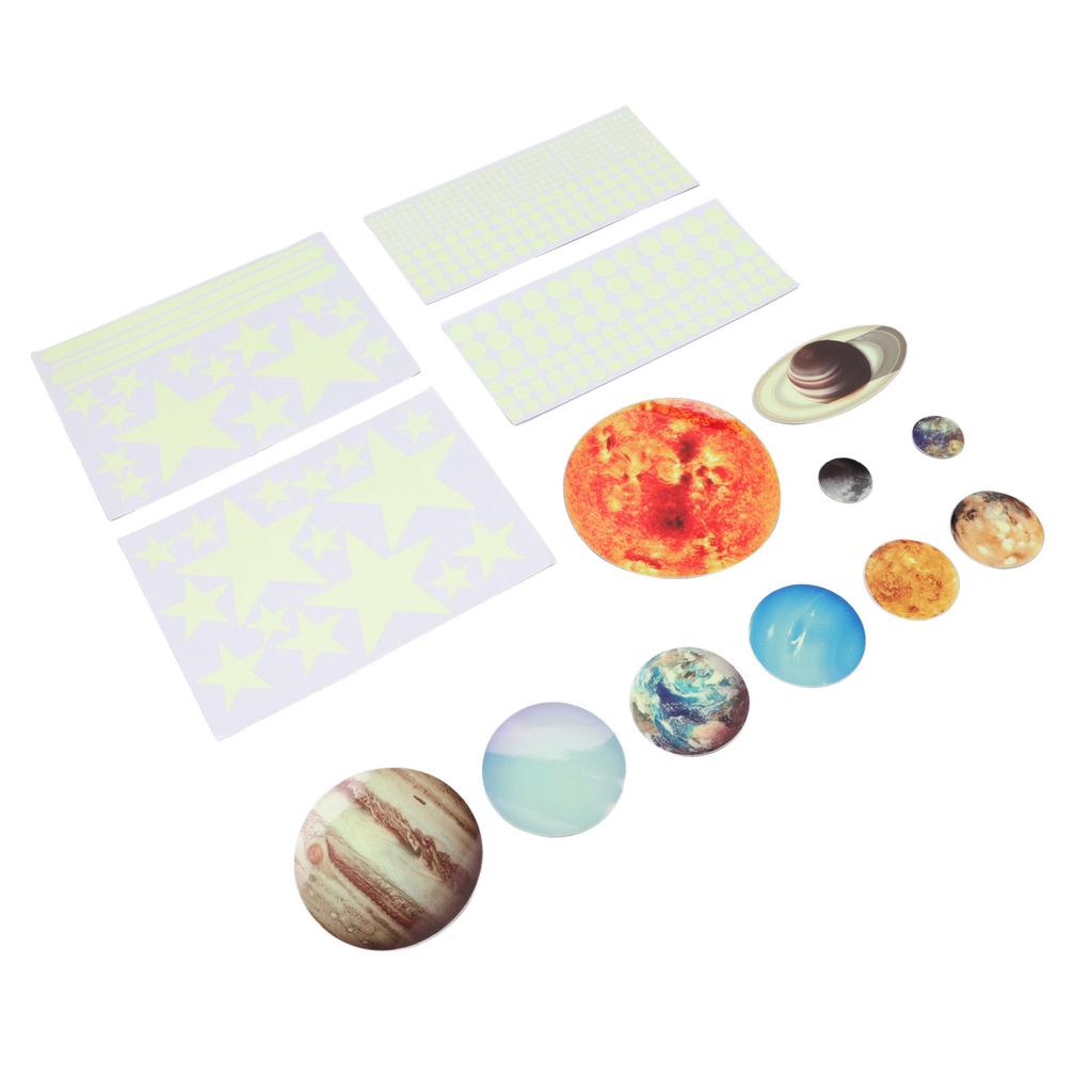 14pcs Glowing Planets Wall Stickers Glow in The Dark Star Solar System Decal for Children Bedroom Nursery