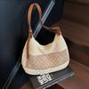 Crochet Mesh Shoulder Bag Women Summer Beach Tote With Leather Strap Natural Style Design