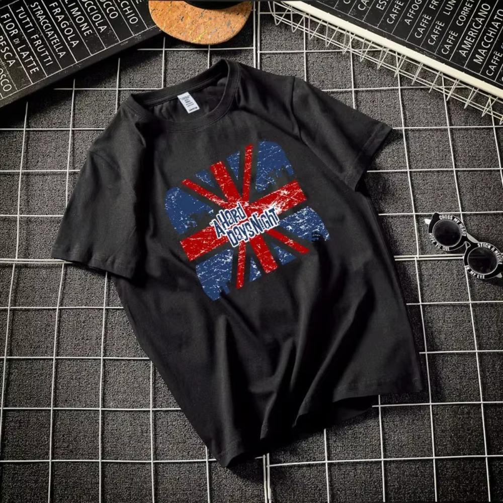 Summer Fashion Heavyweight Retro Men's English Letters 100% Cotton Printed Round Neck High-quality Casual Fitness Street T-shirt