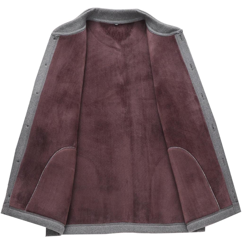 Fleece-Lined Button-Up Cardigan for Older Men - Autumn/Winter Style