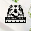 Metal Soccer Goalie Wall Decor, Personalized Name Plate Medal Hanger, Sporty Tin Sign for Home Gym Bar