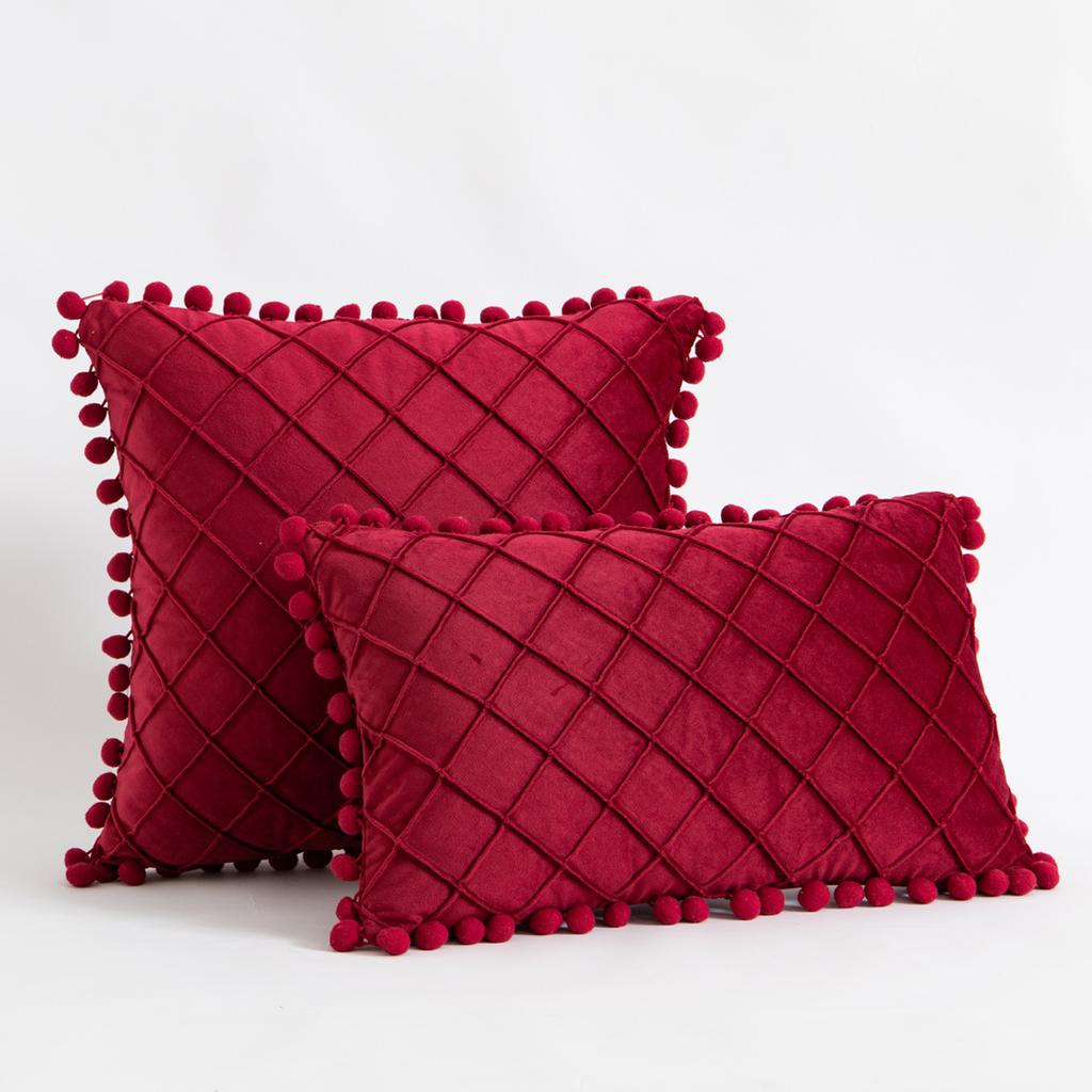 Cute Pom-poms Throw Pillow Covers 30x50cm 45x45cm Luxury Textured Square Cushion Case for Sofa Bedroom Pillowcase Christmas Gift