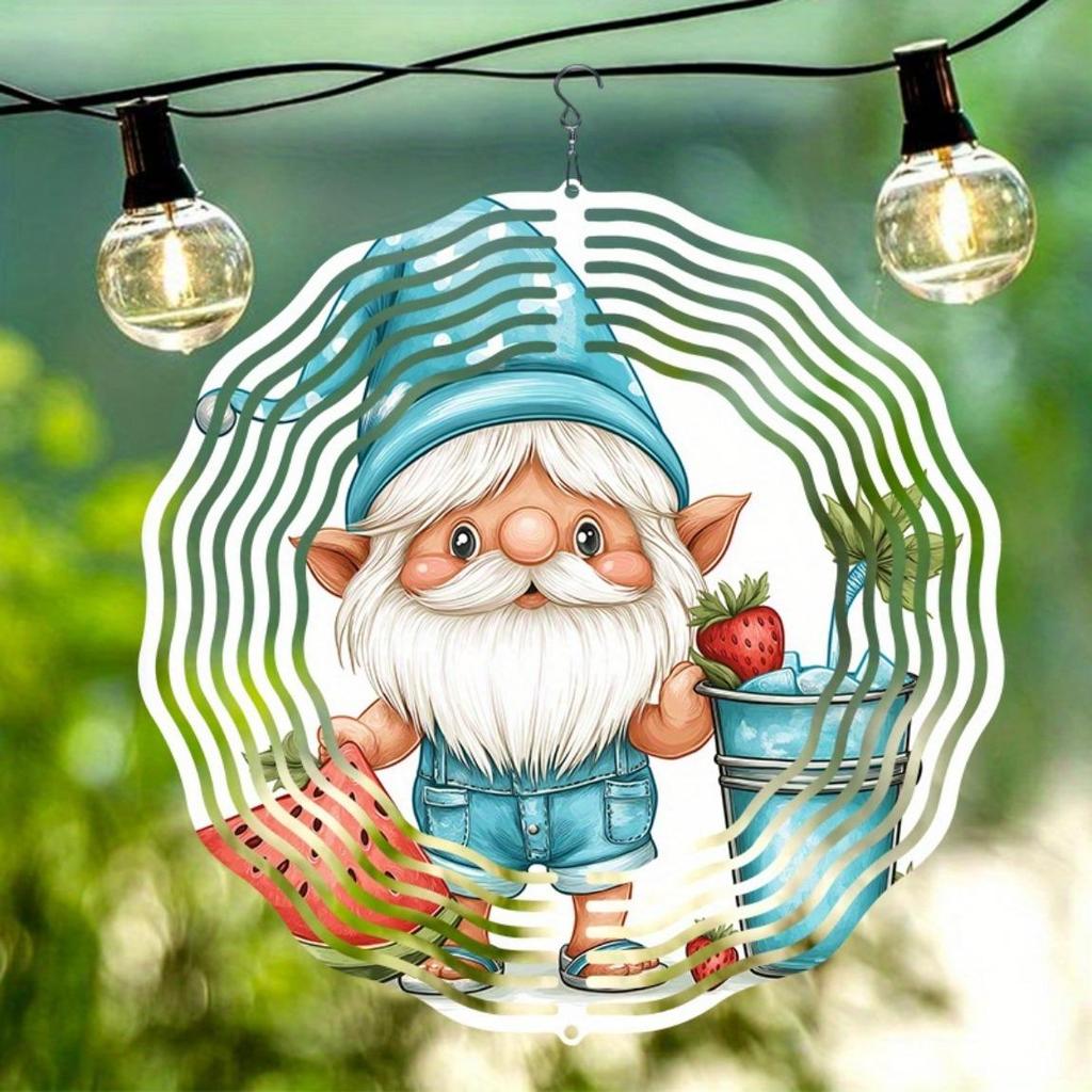 Sommer Elfe Windspiel Glockenspiel Outdoor Gartendeko mit Wichtel Design Langlebiges Metall Hängend Drehbar für Terrasse Hof Thanksgiving Saisonale Dekoration