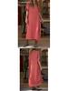 European & American Women's Cotton Linen Summer Dress - Loose, Solid Color, Short Sleeve Casual Style