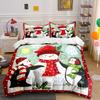 Snowman and Penguins Christmas Scene Bedding Duvet Cover Set Duvet Cover Pillowcases (1*Duvet Cover 2*Pillowcases, Without Duvet Insert)