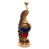 Brass Vintage Peacock Sitting Decorative Showpiece In Multicoloured Stone Finishing for Home Decor, Table Decor