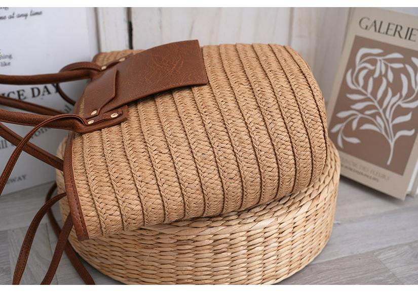 European & American Retro Women's Handmade Woven Straw Shoulder Bag, Casual Vacation Style