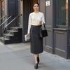 Autumn/Winter Women's Adjustable Mid-Length Lambswool Skirt - 100% Wool, Double-Sided, Over-the-Knee.
