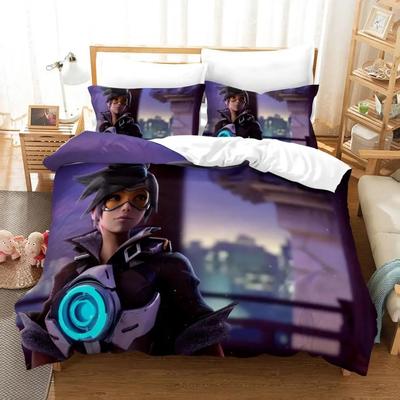 Druk 3D Anime Overwatch Widowmaker Zestaw Pościeli Pokrowiec na Łóżko Poszewka na Poduszkę 3 SZT Kreskówka Postać z Anime Poszwa na Kołdrę Dla Chłopców Queen