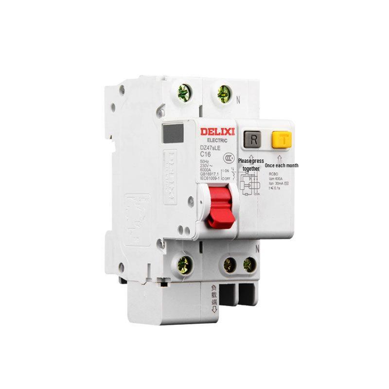 Delixi DZ47SLE 1P+N Residual Current Circuit Breaker with Leakage Protection, Type C, Single-Phase 220V.