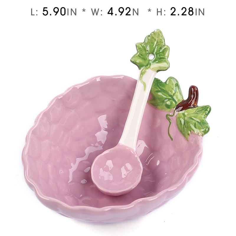 Ceramic Creative Fruit Shape  Bowl Cartoon Vegetable Tableware  Cute Bowl Serving Bowl Strawberry Bowl with Spoon