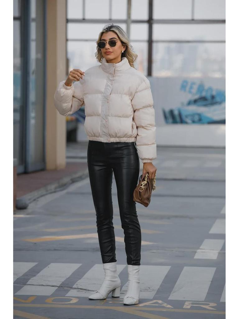 Damen Baumwollmantel mit Stehkragen und langen Ärmeln - Herbst/Winter 2022 Kollektion, Lässig & Warm, Stil 601