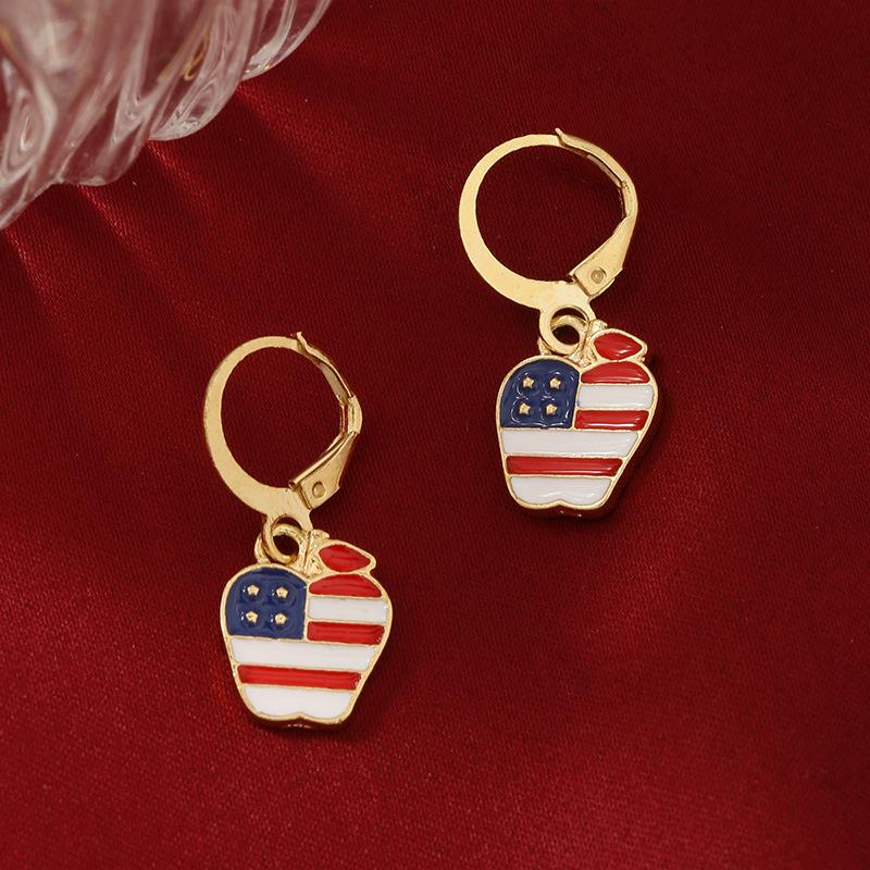 USA Flag Ice Cream Star Apple Flag Earrings Jewelry Five-piece Set