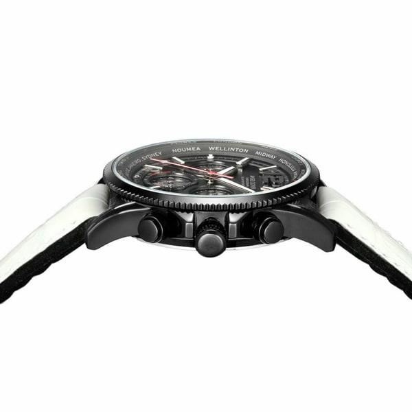 Angel Clover MONDO SOLAR Men's Leather/Rubber MOS42BBK-WH Wrist Watch