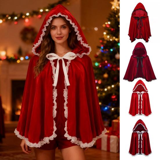 Fairy Hooded Cloak Renaissance Medieval Cosplay Costume Adults Velvet Wizard Witch Cape for Halloween Christmas Cosplay Party