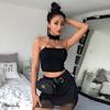 Women Sexy Solid Punk Style Metal Choker Halter Neck Crop Top Sleeveless Ladies Cami Backless Buckle Crop Top Summer Shirt