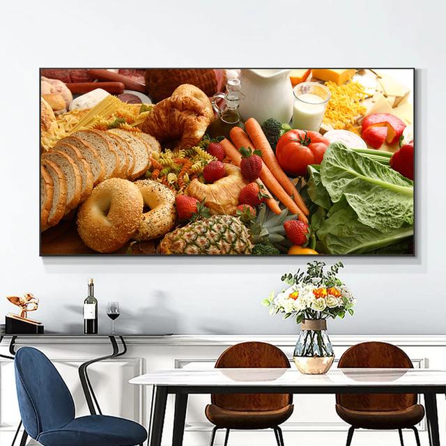 Vegetable Bread Fruit Kitchen Canvas Painting Posters and Prints Wall Art Pictures Cuadros Restaurant Home Decor No Frame