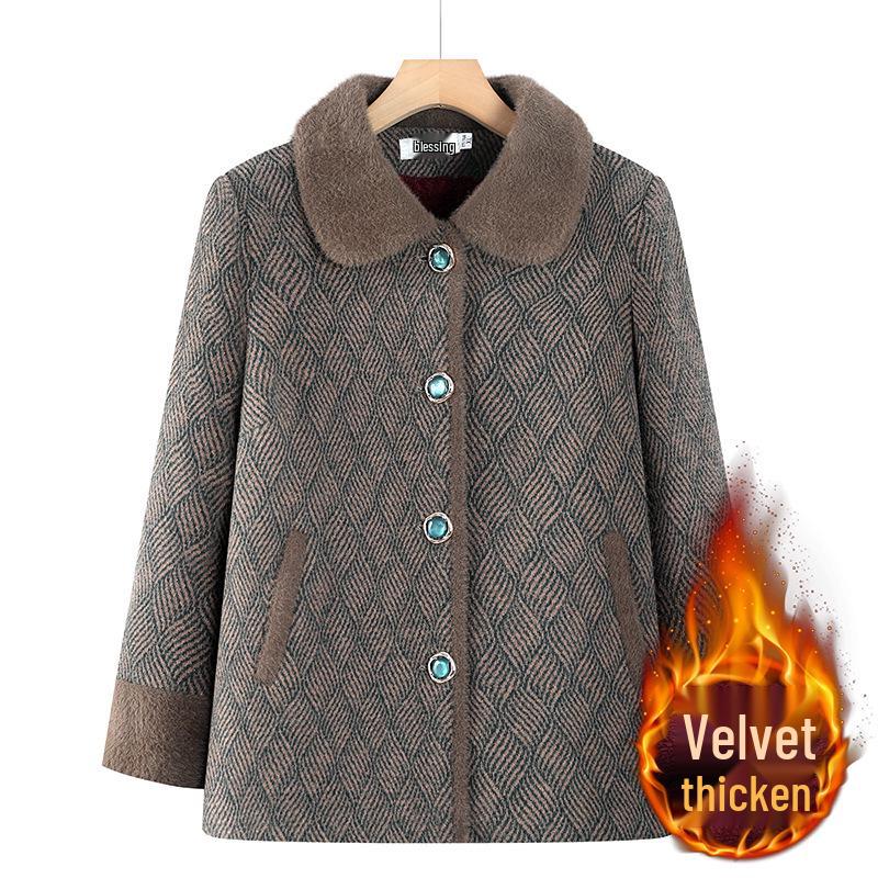 

Grandma s Winter Warm Velvet Jacket - Thickened Cotton Top for Middle-Aged and Elderly Women XL (recommended for up to 105 catty) зелёный