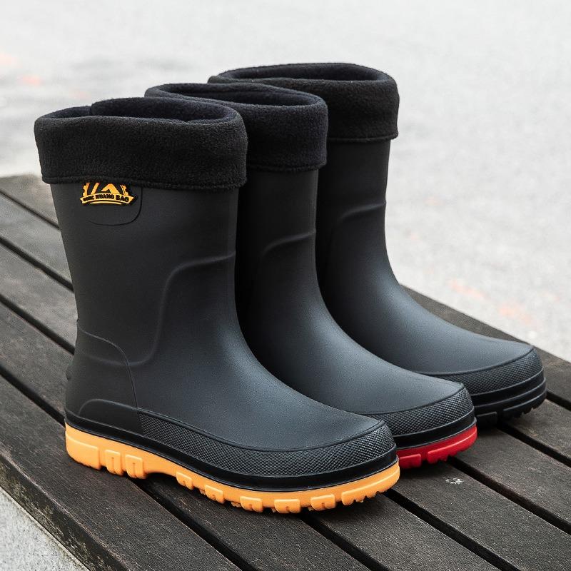 Gongminbao Fashion Men's Medium Tube Bundle Rain Shoes Waterproof Shoes Wear-resistant Non-slip Rain Boots Four-season Rubber Shoes Cover Feet