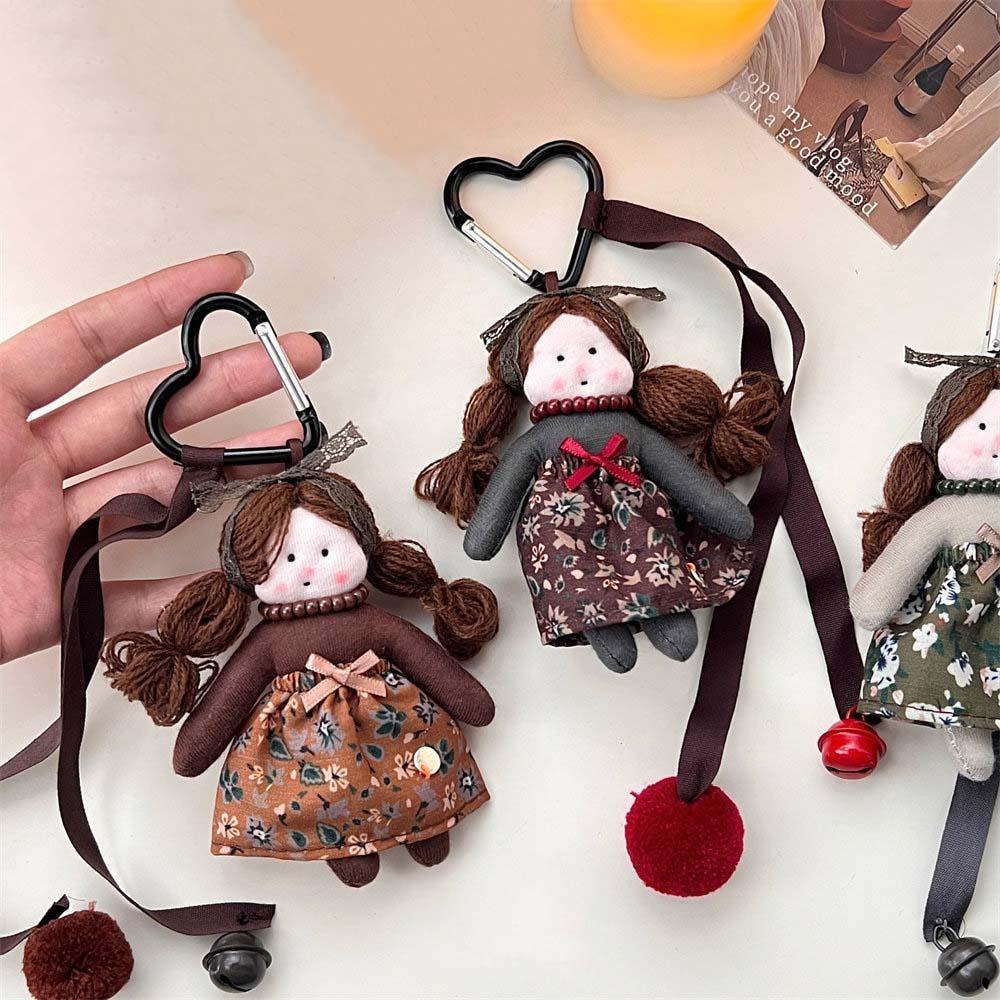 Cloth Floral Dress Dolly Girls Plush Stuffed Doll Cartoon Bag Pendant Backpack Decor